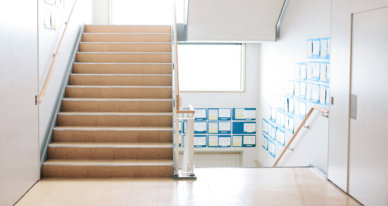A stairwell in a school.
